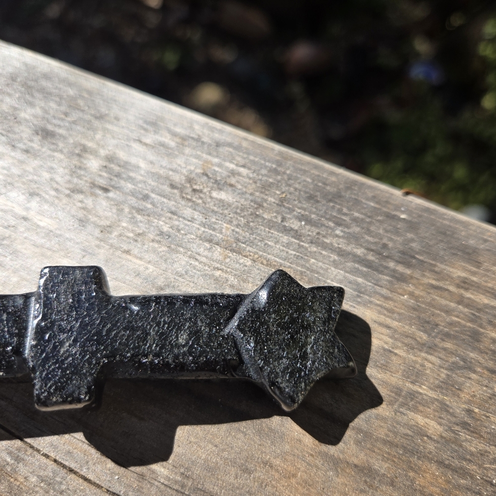 Obsidian hand carved star ceremonial dagger 6" - Picture 6 of 8